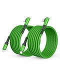 2-Pack USB C to USB C Cable 60W, 10ft+10ft Right Angle USB Type C Charger Fast Charging Cord for iPhone 16/16 Plus/16 Pro/16 Pro Max/15, Samsung S24 S23/S22, MacBook, iPad Mini/Air/Pro, Pixel(Green)