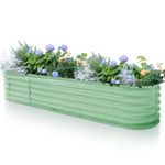 Byhagern Raised Garden Beds Outdoor, Anti-Rust Coating Planter Box with Safety Edging, Raised Garden Beds for Vegetables, Flowers, Herbs (Green)……