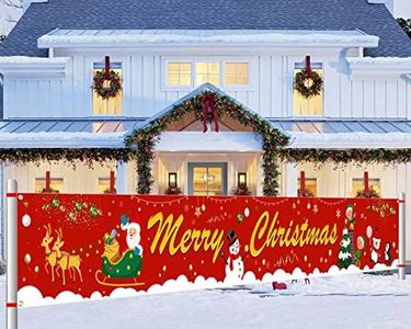DPKOW Longue Joyeux Noël Bannière pour Noël Décoration, Tissu Poster Bannière pour Noël Jardin Extérieur Décoration, Noël Intérieur Maison Décoration, Noël Table Mur Décoration, 270 * 35cm