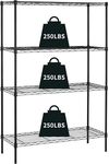 4-Tier Shelf Adjustable, Heavy Duty Storage Shelving Unit (250 Lbs Loading Capacity Per Shelf) Metal Shelves Steel Organizer Wire Rack Shelf for Pantry Garage Kitchen