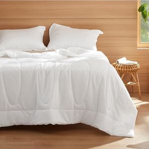 Bedsure Cooling Comforter Queen Size, Rayon Derived from Bamboo Blend & Breathable Lyocell White Comforter, Natural Cool Comforter for Hot Sleeper, All-Season, Ultra-Soft and Moisture-Wicking