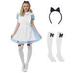 Fun Shack Alice Costume Adult Women, Alice Dress, Book Character Costumes Adult, World Book Day Fancy Dress Large