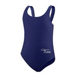 TIZAX Little Girl's One Piece Swimsuit Kids Racerback Athletic Swimwear Thick Strap Navyblue 9-10 Years