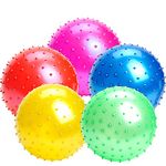 teytoy 8.6 Inch 5 Pack Sensory Balls with Pump Inflatable Knobby Balls Bouncy Spicky Massage Balls for Toddlers Sports Playground Soft Tactile Indoor Outdoor Toss Roll Entertained Balls Backyard Games