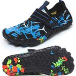 Quickshark Kids Water Shoes Boys Girls Barefoot Aqua Socks Lightweight Quick Dry Sandals Slip On Walking Sneakers for Beach Pool Swim 6-Black/Blue 2 Big Kid