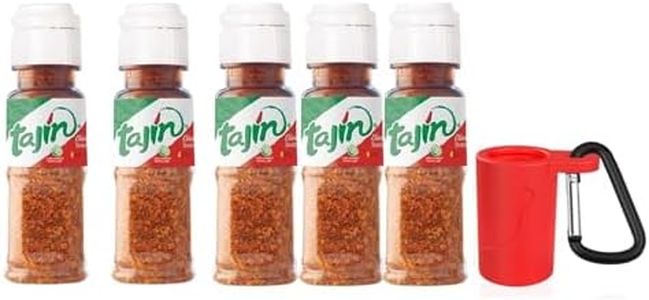 Portable 0.35oz Tajín Seasoning Bottle | On-the-Go Chili-Lime Flavor Enhancer Silicone Keychain Holder with Carabiner | Mini Travel Spice Kit (5 Pack)