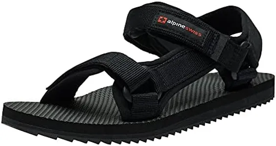 Alpine Swiss Reid Men’s Sport Sandals | Athletic Open Toe Outdoor Walking Shoes | Adjustable Straps | Cushioned EVA Footbed with Arch Support | Durable & Stylish Summer Comfort Sandals BLK 8