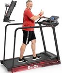 Redliro Walking Treadmill for Seniors Foldable - 400 Lb Capacity Senior Treadmill with Front & Long Handrails, 0%-2% Incline Home Recovery Fitness Exercise Machine for Elder, 47.6” Long Belt, APP