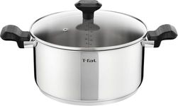 Tefal Comfort Max 24cm Stainless Steel Stewpot, Durable Casserole Dish with Glass Lid, Induction Compatible, Ergonomic Stay-Cool Handles, C9734604