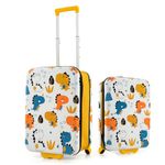 HONEY JOY Kids Luggage, 20 Inch Expandable Children Hardshell Carry-on Suitcase w/Telescoping Handle, Bottle Pocket, Airplane Approved, Toddler Spinner Travel Luggage for Boys Girls (Yellow Dinosaur)