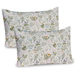 Ambesonne Floral Pillow Sham Set of 2, Vintage Garden Plants Herbs Flowers Botanical Classic Design Art, Quality Microfiber Bedding Item for All Seasons, 30" x 20", Pink Blue