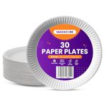 MaxxCore Paper Plates 9 inch - 30 Disposable Plates - Heavy Duty Paper Plates - Large Paper Plates - Disposable Dinner Plates for School, Office, BBQ, Restaurant - White Party Plates