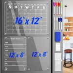 EAONE Magnetic Calendar for Refrigerator, 3 Pack Clear Acrylic Fridge Calendar Includes Monthly Calendar, Weekly Planner & Memo Board, Dry Erase Calendar for Fridge with 8 Dry Erase Markers & Eraser