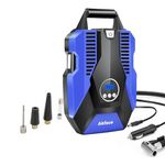 akface Tyre Inflator, 12V 150PSI Car Tyre Pump, 35L/min Fast Inflation Portable Air Compressor for Car tyre, Bicycles and Other Inflatables, Blue