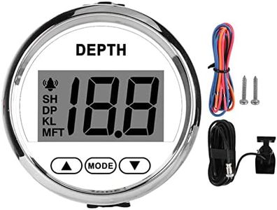 Depth Sounder Kit, DC 12V IP67 Waterproof Dash Depth Finder Transducer with White Backlight Marine Instruments for Yachts Fishing Boats Marine Transportation