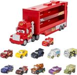 Mattel Disney and Pixar Cars Toy Transporter Truck with 11 Mini Vehicles, Set includes Mack Hauler with Detachable Cab & Lightning McQueen