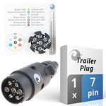 valonic trailer plug - 7-pin, black - incl. wiring template - 7 pin trailer connector for caravan