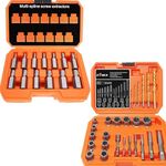 XEWEA 13Pcs Multi-Spline Screw Extractor Set + 26PCS Screw & Bolt Extractor with Left Drill Set, Easy Out Remover Tool for Damaged,Frozen,Rusted, Bolts, Nuts & Screw