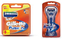 Gillette Fusion Manual Shaving Razor Blades - 8s Pack (Cartridge) & Fusion Manual Razor Combo