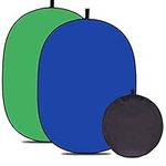 5 * 3.3ft (1.5m*1m) 2 in 1 Cotton Muslin Green Blue Collapsible Reflector Backgrounds Portable Chroma Key Collapsible Reversible Photography Green Screen Backdrop