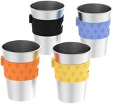 Rich&Ray 12 oz Magnetic Fridge Cups, Magnetic Hanging Cup Hanging on Fridge, Reusable Stainless Steel Cups with Silicone Cup Holder for Fridges or Water Coolers, 4 Pack (Multicolor)