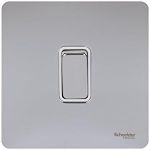 Schneider Electric GU1412WPC Ultimate Screwless Flat Plate 2 Way Light Switch, Single Pole, 16AX, Polished Chrome with White Insert