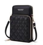 Valerie Small Crossbody Cell Phone Bag for Women Mini Over Shoulder Handbag Purse with Credit Card Slots (Black)