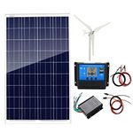 AUECOOR 12Volts 100 Watts Wind Solar Generator: 12V/24V 100W Wind Turbine+ 12V 100W Polycrystalline Solar Panel+Solar controller+Wind controller+Accessories Rv Marine Boat Home