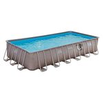 Summer Waves P42412523 Elite 24ft x 12ft x 52in Outdoor Rectangular Frame Above Ground Swimming Pool Set w/Filter Pump, Cover, Ladder, & Ground Cloth