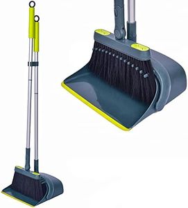 Jekayla Broom and Dustpan Set for Home with 54" Long Handle, Upright and Lightweight Dust pan and Brush Combo for Kitchen Room Office Lobby Floor Cleaning, Dark Green