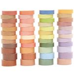 Songdao 48 Rolls Solid Colors Washi Tape Pack Pastel Colored Arts Adhesive Tapes Basic Decorative Masking Tape Sets for Craft, Kids, Scrapbook, DIY, Gift Wrapping (Warm)