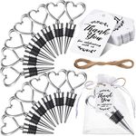 100 Set Stainless Steel Heart Shape Wine Stopper Wedding Favor for Guests Love Wine Bottle Stopper with Organza Bags and Tags Champagne Beer Stopper Decor for Valentines Baby Shower Wedding Favors