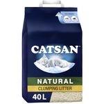 Catsan Natural Clumping Cat Litter - 100% Biodegradable & Extra Absorbent, 2 x 20L Bag