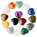 XIANNVXI 15 Pcs Healing Crystals Heart Stones Polished Crystals Gemstones Love Palm Pocket Stones Natural Reiki Chakra Crystals Set Gifts