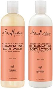 Shea Moisture Body Wash and Shea Moisture Lotion - Coconut & Hibiscus Body Wash & Coconut Lotion for Dry Skin with Songyi Mushroom, 13 Fl Oz Ea (2 Piece Set)