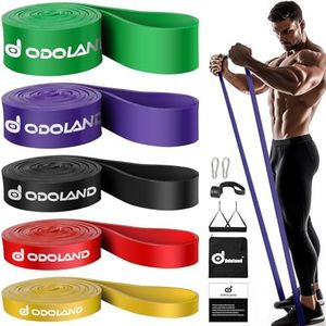 Odoland Bande Élastique Fitness, Bande de Résistance Durable 9 Pcs, Élastique de Musculation, Latex pour Pilates, Yoga, Gym Entraînement