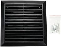 Vent Systems Ø6" Duct - 8" x 8" Inch Black Air Vent Cover - Bathroom Exhaust Vent Pipe - Louvered Outdoor Dryer Vent Cover - Black Ø150 mm (200 x 200 mm)