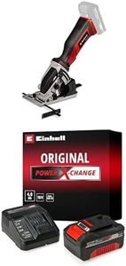 Einhell Power X-Change 89mm Cordless Mini Circular Saw With Battery And Charger - 18V Hand-Held Rotary Saw With 2 Blades For Cutting Wood and Plastic