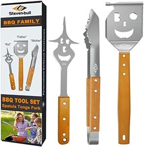 STEVEN-BULL Heavy Duty BBQ Grilling Tool Sets, Extra Thick Stainless Steel Spatula Fork and Tongs, Extra Long Grill Accessories, 18 Inch, Best for Barbecue & Grilling, Gift Box Package, 3 Pack