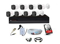 CP PLUS Full-HD 8-Channel DVR with 2.4 MP 8 Bullet Cameras + 3 TB HDD (2 Years Warranty), 8-CH ANTECH Power Supply & Cable, HDMI, BNC & DC Security Camera Combo Set