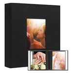 Photo Album 8x10 Holds 72 Photos, 8x10 Photo Album Linen Cover with Front Window, 72 Pockets for 8x10 Photos, 8x10 Photo Album Book for 8x10 Wedding Family Baby Anniversary Pictures or Gift (Black)