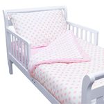 American Baby Company 100% Cotton Percale 4 Piece Toddler Bedding Set, Baby Pink Dots, for Girls