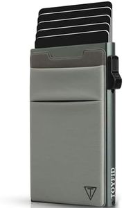 TOYFID Slim Wallet for Men - Pop Up Card Holder Wallet,Minimalist Business Wallet,Credit Card Wallet with Money Pocket,Metal Card Case Wallet,RFID Blocking,Can Hold 6 Credit Cards (Grey)