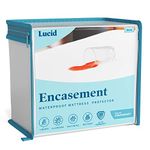 LUCID Encasement Mattress Protector - Completely Surrounds Mattress for Waterproof, Allergen Proof, Bed Bug Proof Protection -15 Year Warranty - Queen size , White