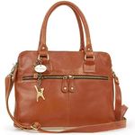 Catwalk Collection Handbags - Women's Large Leather Shoulder Bag - Tote With Multiple Compartments - Additional Crossbody Strap - VICTORIA - Tan