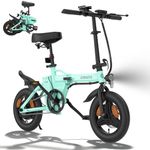 Eskute F100 Electric Folding Bike, 14" Electric Commuter Bicycle 36V 9Ah Battery, Range 35 Miles, Mini Folding Ebike with Phone Holder & USB Charging Port, LCD Display, Foldable Ebike for Teens/Adults