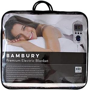 Bambury Soft Premium Fitted Electric Blanket with Remote Control, White, Super King