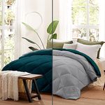 Day Care - Super Comfort Microfiber 500 GSM Reversible Winter Comforter for King Size Rajai/Blanket Diamond Stitch (92" x 106" Inches/233cm x 269cm) - Comforter King Size|Silver/Teal