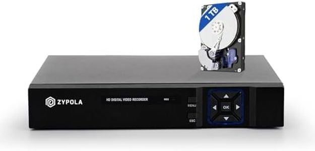 Zypola® 1080p 8 Channel Hybrid CCTV DVR Recorder, Pre-Installed 1 TB Hard Drive, H.265, Remote Access, HDMI & VGA Output, Supports CVBS/TVI/AHD/CVI/IP Cameras