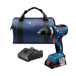 BOSCH GSB18V-65B12 1/2 in. Brushless Hammer Drill/Driver Kit - 575 in.-Lbs. Max Torque, Switchable Kickback Control, Rapid Mode Selector, Dual LED Worklights, Battery and Charger Kit Included